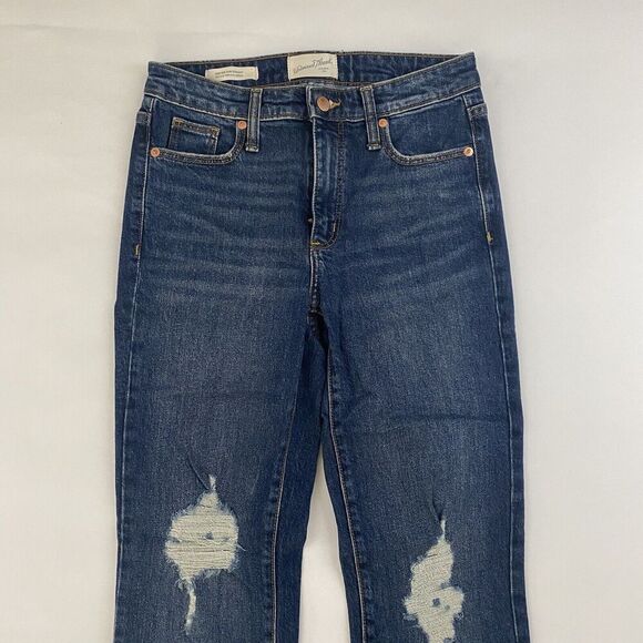 Universal Thread High Rise Slim Straight Denim Blue Jeans Dark Wash Sz 0 / 25 - Picture 2 of 8